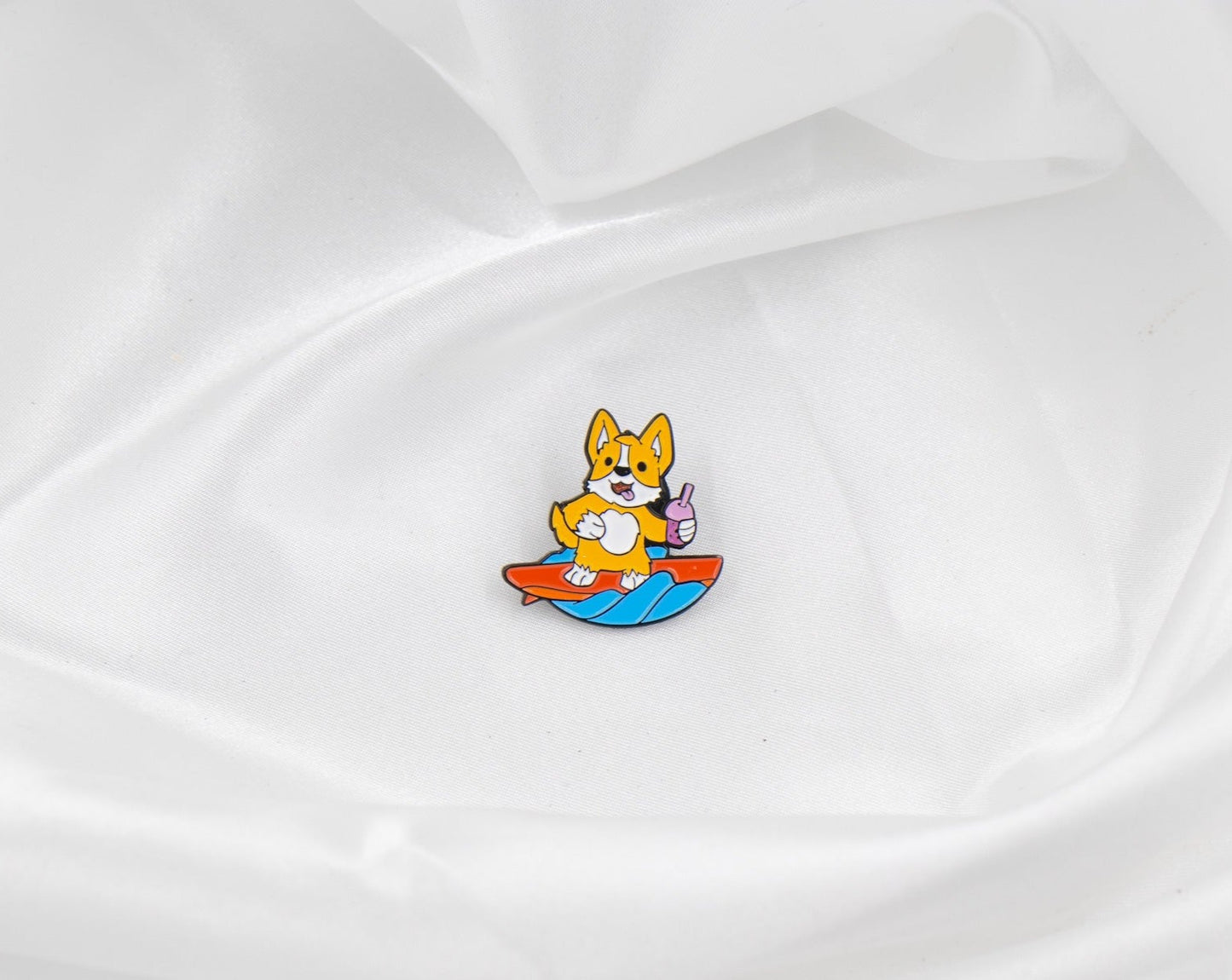 Corgi Surfing Pin