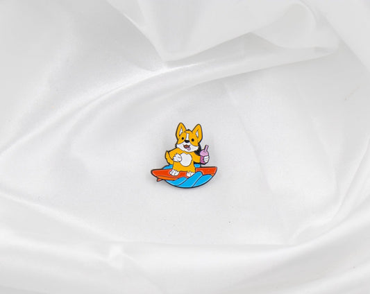Corgi Surfing Pin